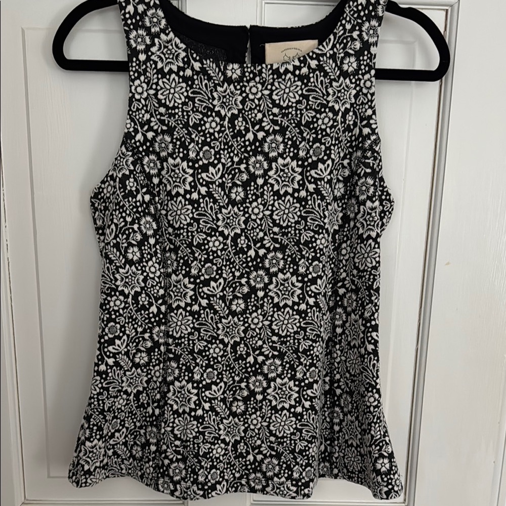 Floral Black and White Women's Top